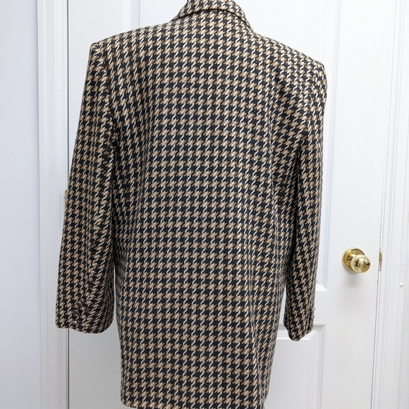 Garey Petites women's vintage houndstooth double breasted oversized wool blazer - Picture 2 of 7